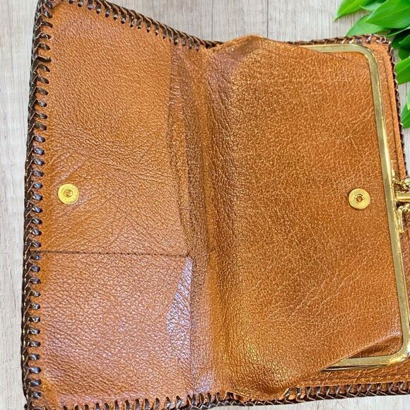 Vintage Brown Leather Hand Tooled Floral Pattern Wallet Organizer WPM - Picture 7 of 11
